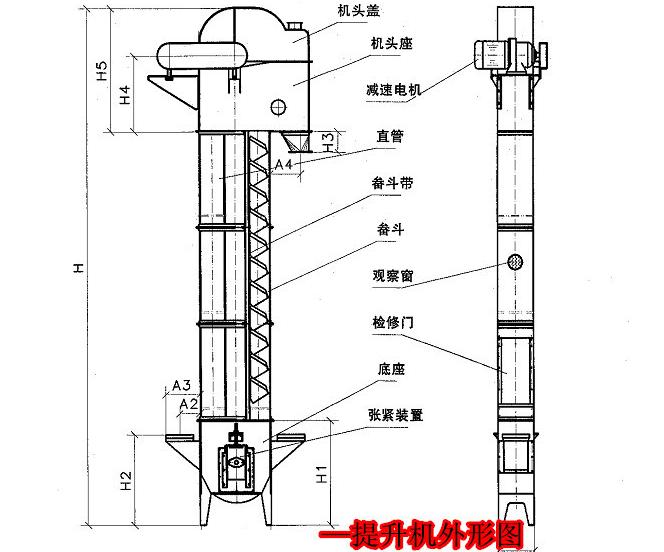 不鏽鋼板鏈鬥式提升機（jī）圖紙展示